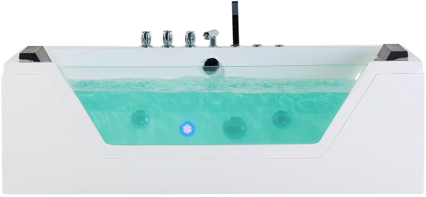 Whirlpool Badewanne weiß LED Unterwasserbeleuchtung 153 x 71 cm SAMANA