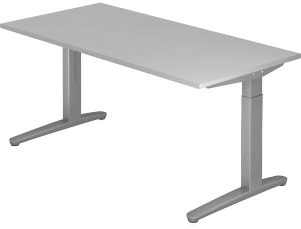 'XB16' Schreibtisch, C-Fuß, 160x80cm, Grau/Silber