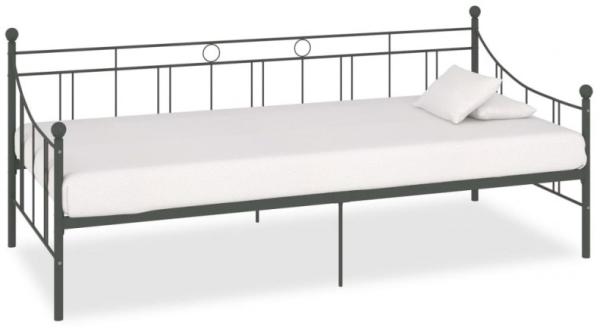 vidaXL Tagesbett-Rahmen, Metall, grau, 90×200 cm