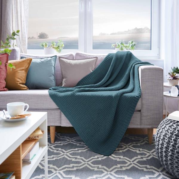 Traumhaft gut schlafen Strickdecke, Kuscheldecke verschiedene Farben, 100% Polyester, Farbe: Petrol