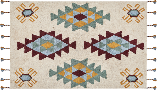 Teppich Baumwolle mehrfarbig 140 x 200 cm geometrisches Muster DUZCE