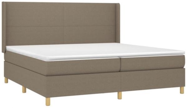 vidaXL Boxspringbett mit Matratze & LED Stoff Taupe 200 x 200 cm, Härtegrad: H2 [3138745]