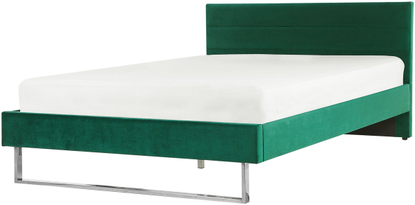 Polsterbett 'BELLOU' aus Samtstoff mit Lattenrost Grün 160x200cm
