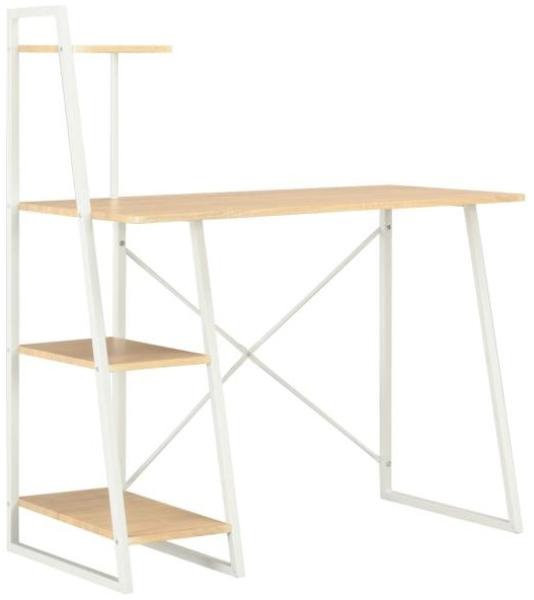 Schreibtisch mit Regaleinheit, Weiß/ Eiche 102 × 50 × 117 cm