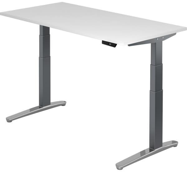 'XBHM16' Sitz-Steh-Schreibtisch elektrisch 160x80cm Weiß Graphit, poliert