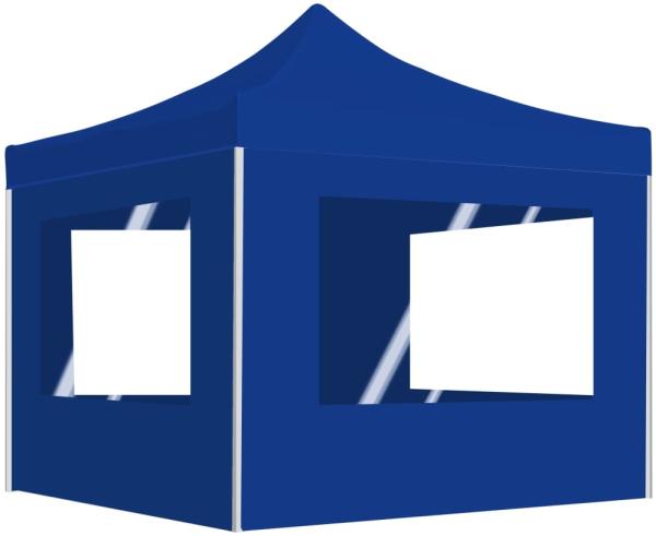 Profi-Partyzelt Faltbar mit Wänden Aluminium 2×2m Blau