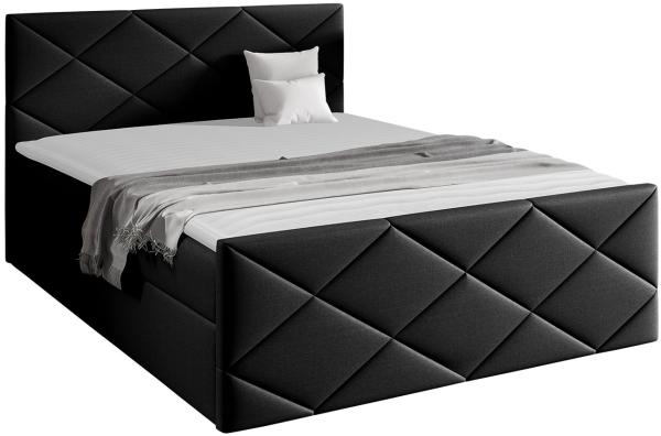 Mirjan24 Boxspringbett Alpiry, Schwarz 140 x 200 cm Webstoff