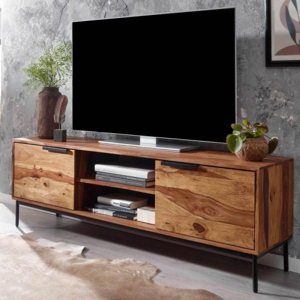 Lowboard Sheesham Massivholz 147x51x38 cm TV-Kommode mit zwei Türen Bild 2