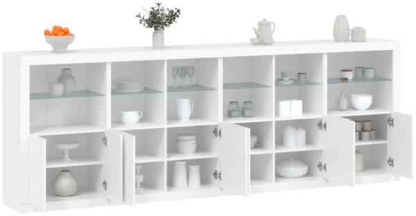 vidaXL Sideboard mit LED-Leuchten Weiß 283x37x100 cm