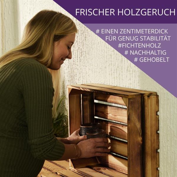 CHICCIE 2 Set Holzregal Schmalhanz - Hell Geflammt 2x Langes Regal Bild 3