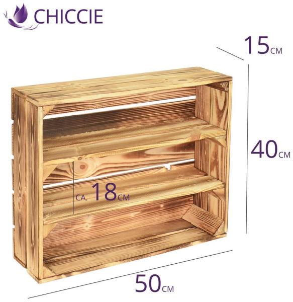 CHICCIE 2 Set Holzregal Schmalhanz - Hell Geflammt 2x Langes Regal Bild 5