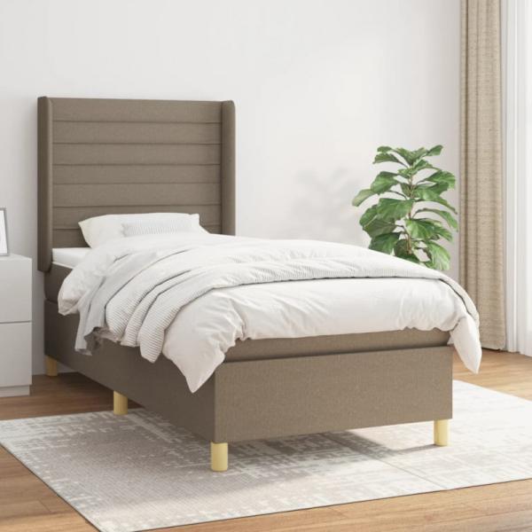 Boxspringbett mit Matratze Taupe 90x190 cm Stoff (Farbe: Taupe)