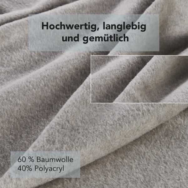 La Vida Sesselschoner Überwurf Tages-Decke in hellgrau - Oeko-TEX® Zertifiziert, 200x50 cm, Sofaläufer mit Fransen, Baumwollmischung bis 40 °C waschbar, Schutz für Sessel, Sofa, Couch & Bett