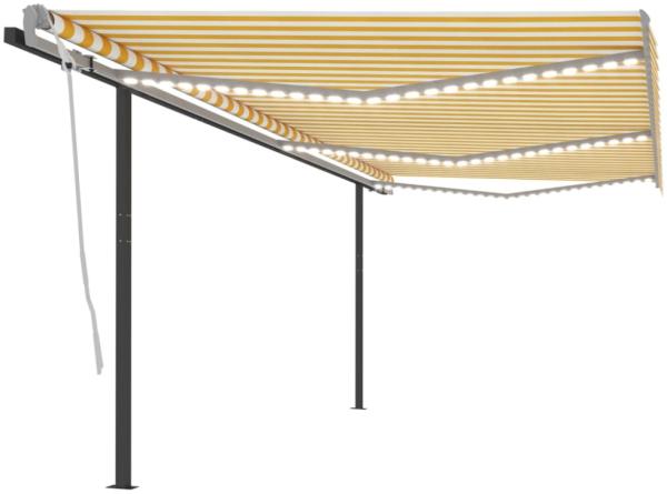 vidaXL Markise Manuell Einziehbar mit LED 6x3 m Gelb & Weiß