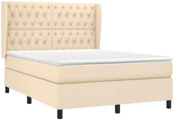 vidaXL Boxspringbett mit Matratze Creme 140x190 cm Stoff, Härtegrad: H2 [3128202]