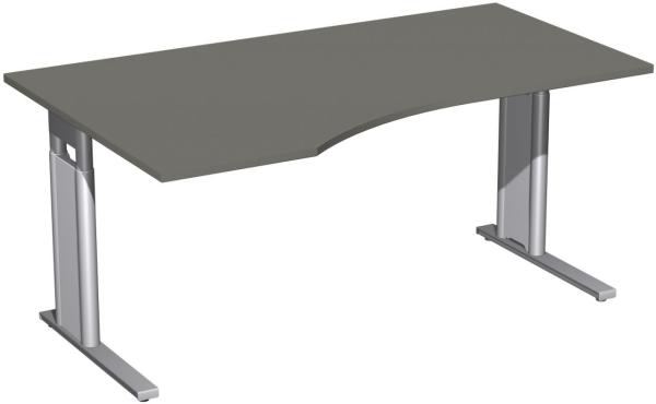 PC-Schreibtisch links, höhenverstellbar, 160x100cm, Graphit / Silber