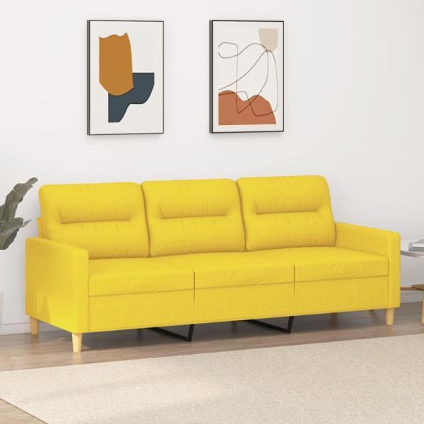 vidaXL 3-Sitzer-Sofa Hellgelb 180 cm Stoff