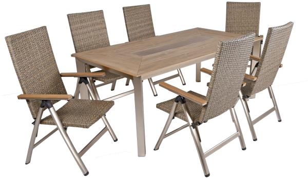 Garten Tischgruppe FLORENCE 7-tlg. mit Tisch und 6 × Hochlehner