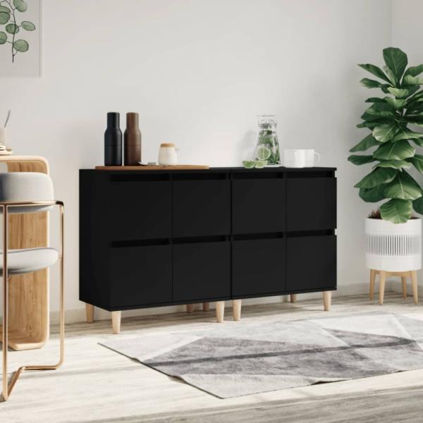 vidaXL Sideboards 2 Stk. Schwarz 60x35x70 cm Holzwerkstoff