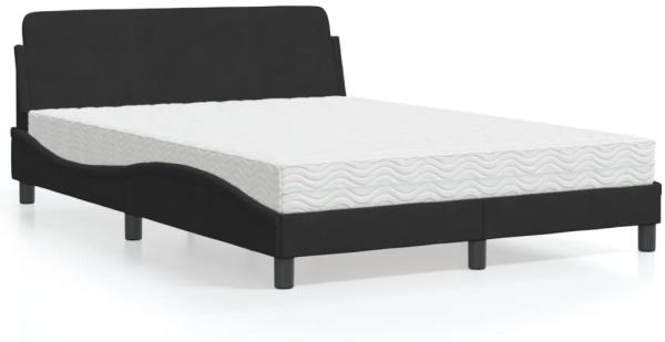 Bett mit Matratze Schwarz 140x190 cm Samt