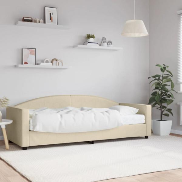 Tagesbett mit Matratze Creme 80x200 cm Stoff (Farbe: Creme)