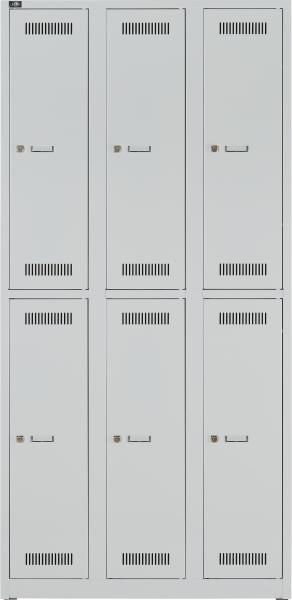 Bisley Garderobenschrank LIGHT, 3 Abteile 300 à 2 Fächer, Farbe lichtgrau