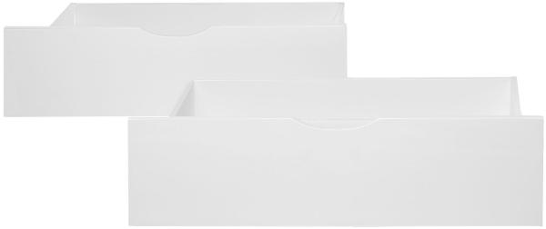 Bettkasten 2er Set Holz Aufbewahrung mit Rollen Bettschublade Bett Auszug Schublade Box Weiß