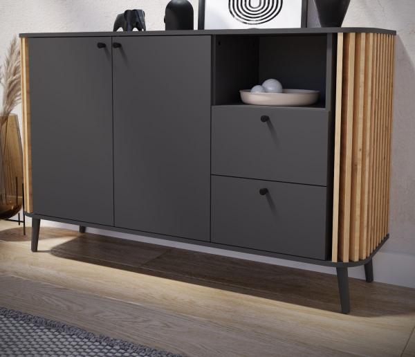 Sideboard Pretty in grau und Eiche Artisan 138 cm