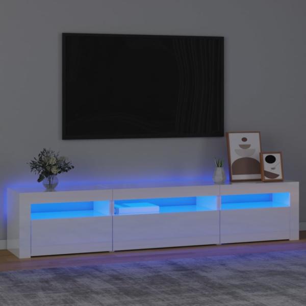 TV-Schrank mit LED-Leuchten Hochglanz-Weiß