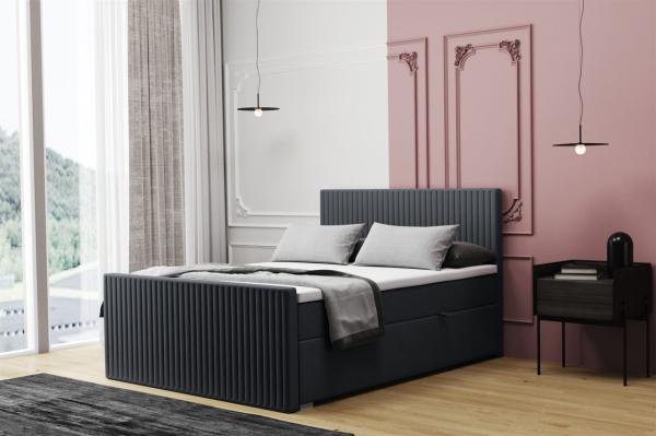 Boxspringbett Schlafzimmerbett MONTY 160x200cm in Stoff Monolith Graphit