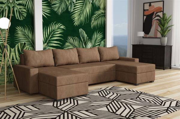 Wohnlandschaft Schlafsofa Sofa AGNETA LUX Stoff Lincoln Cappuccino