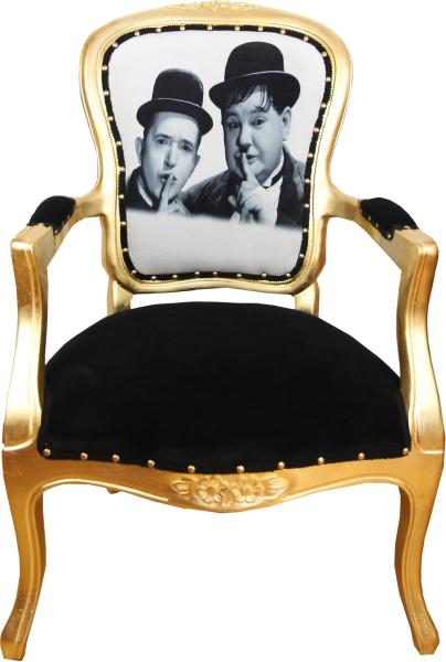 Casa Padrino Barock Luxus Barock Salon Stuhl Laurel & Hardy / Gold