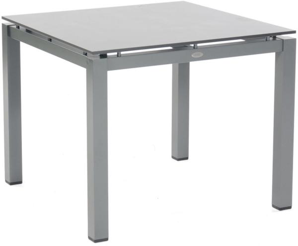 Sonnenpartner Gartentisch Base 90x90 cm Aluminium anthrazit Tischsystem Tischplatte HP Tischplatte Pure Teakholz natur 80050525