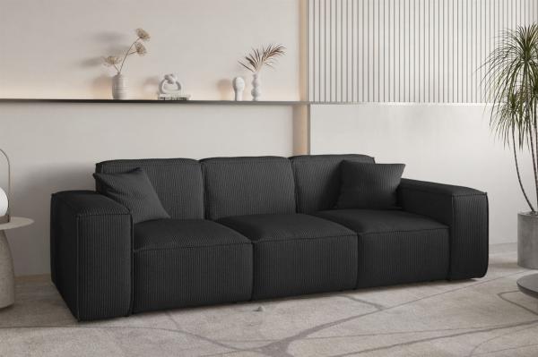 Sofa Designersofa CELES PREMIUM 3-Sitzer in Stoff Scala Schwarz