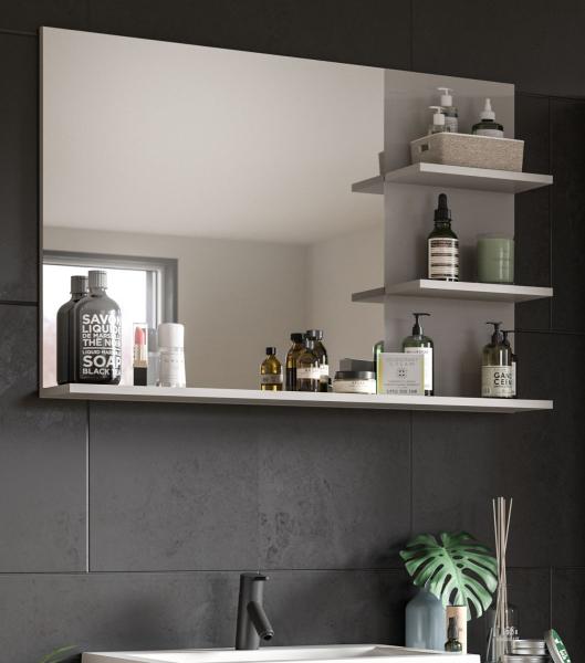 Badezimmer Spiegel Malik in grau mit Ablage 100 cm
