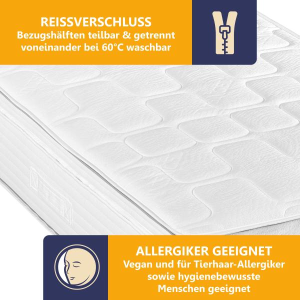 Federkernmatratze BeCo Diamant Plus, 26 cm Luxushöhe, Gelschaum Topper fest integriert, kein Verrutschen Größe 80 x 200 cm Härtegrad H3 (80 kg - 120 kg) Bild 6