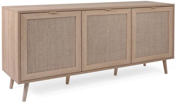 Homestyle4u Sideboard, Rafia-Holz braun, 71 x 40 x 150 cm