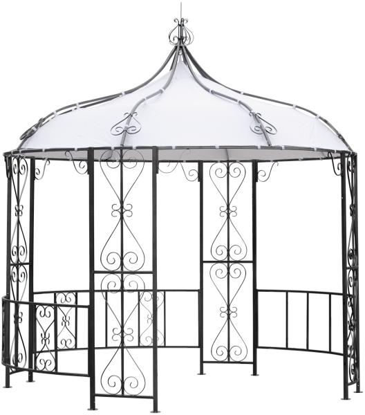 Pavillon BURMA 300cm rund, Stahl grau, Plane PVC-beschichtet weiss