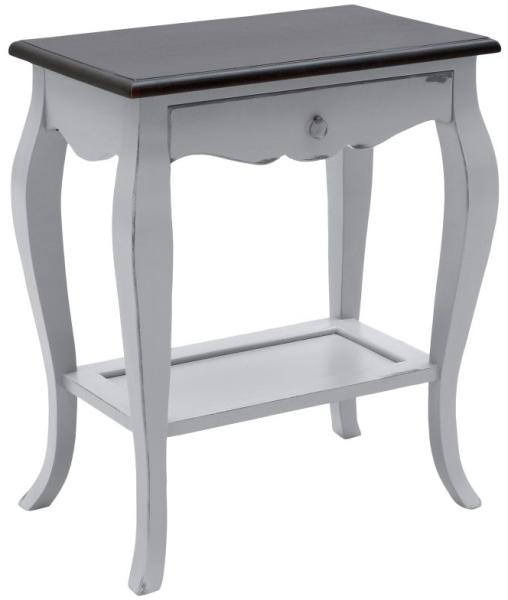 Sit Möbel Telefontisch L = 59 x B = 36 x H = 71 cm taupe mit dunkelbrauner Deckplatte und messingfarbenen Griffen