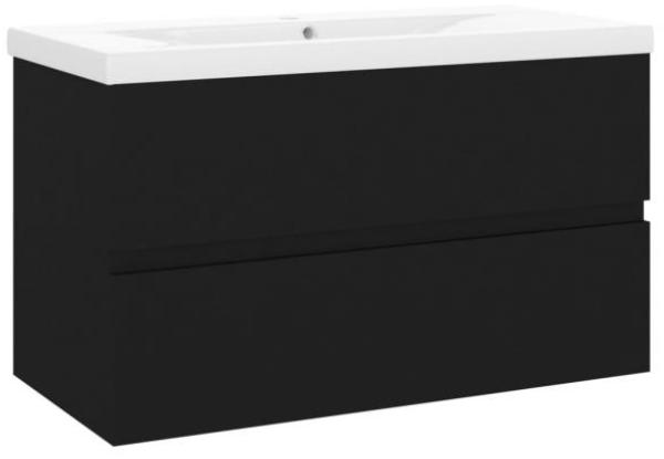 vidaXL Waschbeckenunterschrank mit Einbaubecken Schwarz Spanplatte [3071550]