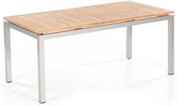 Sonnenpartner Gartentisch Base 160x90 cm Aluminium silber Tischsystem Tischplatte Compact HPL Shiplap-Pinie 80051001