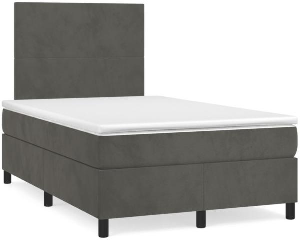 vidaXL Boxspringbett mit Matratze & LED Dunkelgrau 120x190 cm Samt