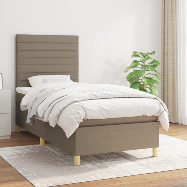 Boxspringbett mit Matratze Taupe 90x190 cm Stoff (Farbe: Taupe)