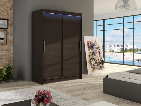 Kleiderschrank Miami I, mit RGB LED Beleuchtung, Farbe: Choco