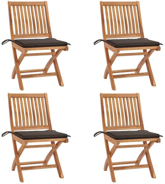 Klappbare Gartenstühle mit Kissen 4 Stk. Massivholz Teak 3072815