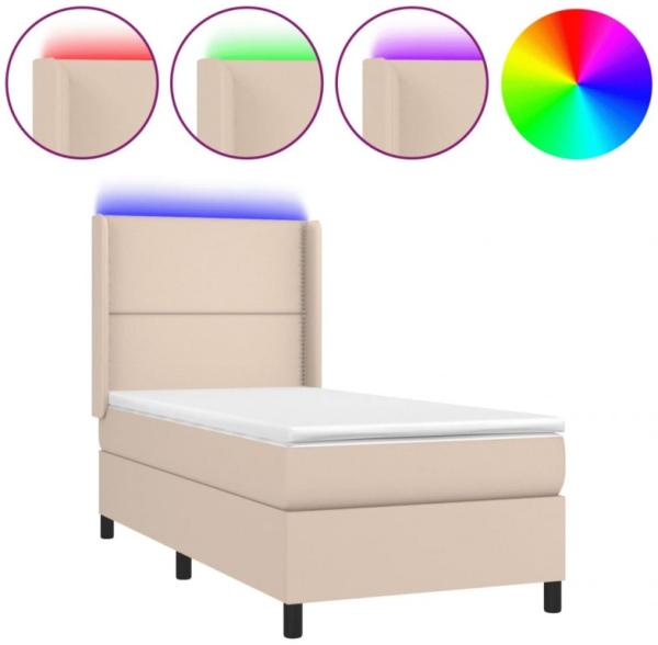 vidaXL Polsterbett mit Matratze & LED Cappuccino-Braun 80x200cm [3139294]