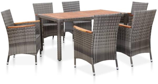 7-tlg. Garten-Essgruppe mit Auflagen Poly Rattan Grey