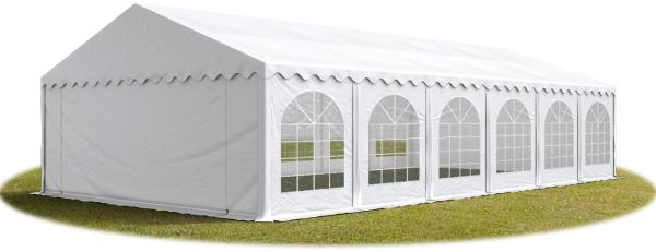 TOOLPORT Festzelt Partyzelt 5x12 m PREMIUM, hochwertige PVC Plane 750 N in weiß 100% wasserdicht mit Bodenrahmen