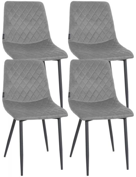4er Set Stühle Telde Samt (Farbe: grau)