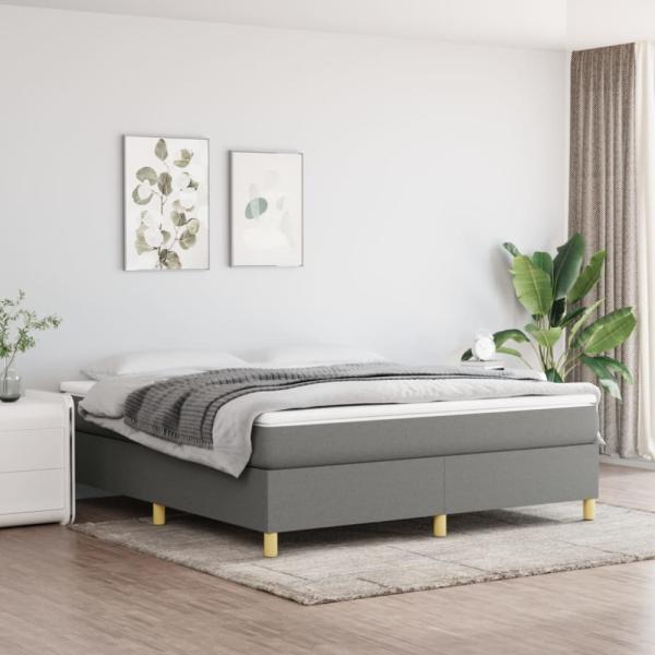 vidaXL Boxspringbett mit Matratze Dunkelgrau 180x200 cm Stoff